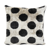 Black Silk Ikat Velvet Pillow Cover, Pair Polka Dot Ikat Lumbar Cushion Cover, Decorative Pillowcase
