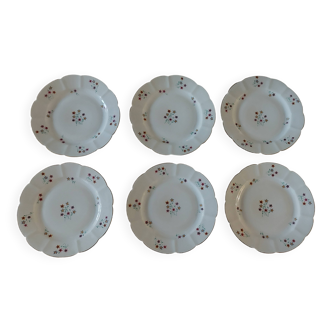 Série de six assiettes dessert en porcelaine de Châtres sur Cher Gaston Sai