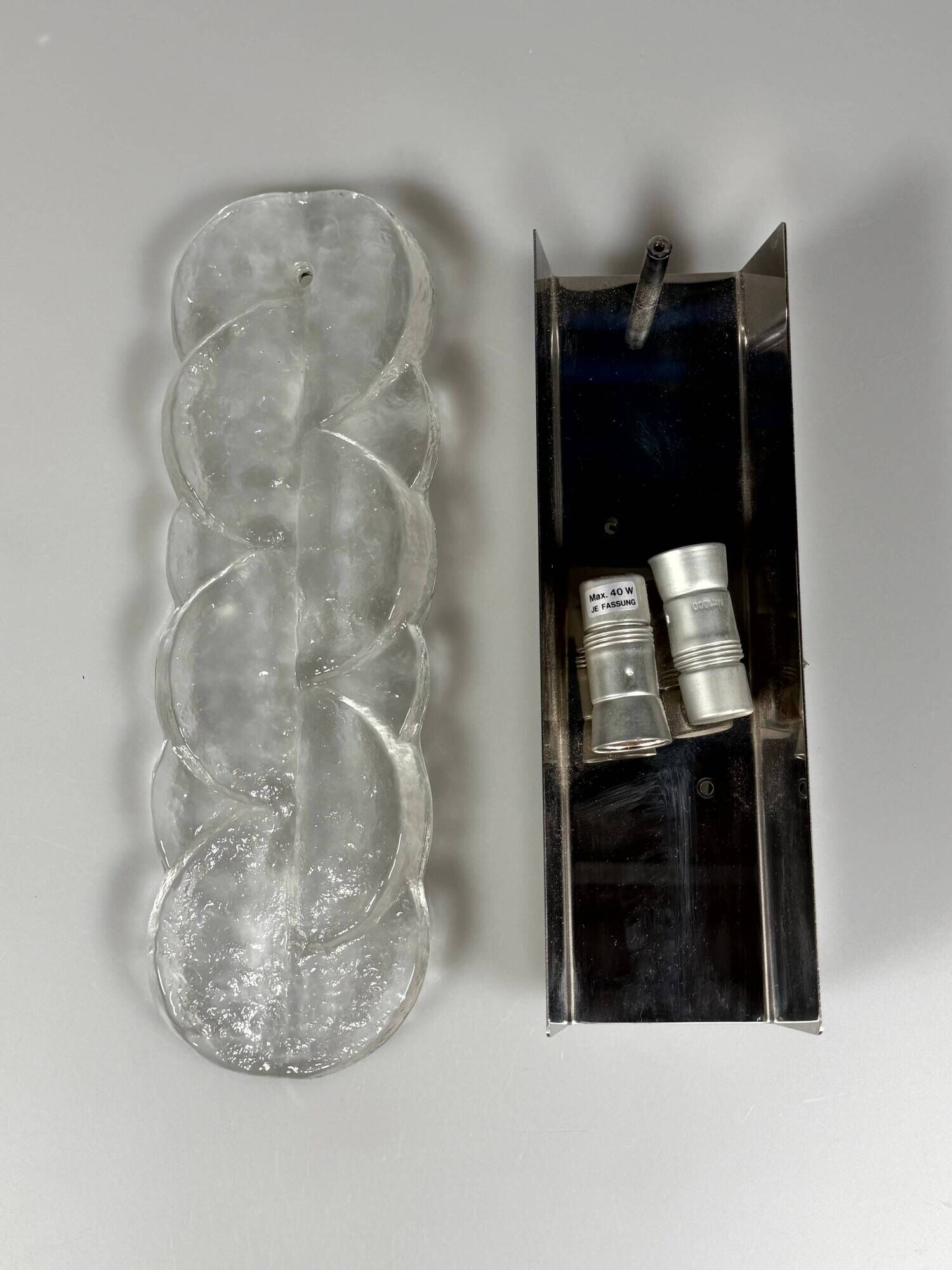 1960s 1970s Ice Glass Wall Sconce by J.T. Kalmar Franken KG Austria
