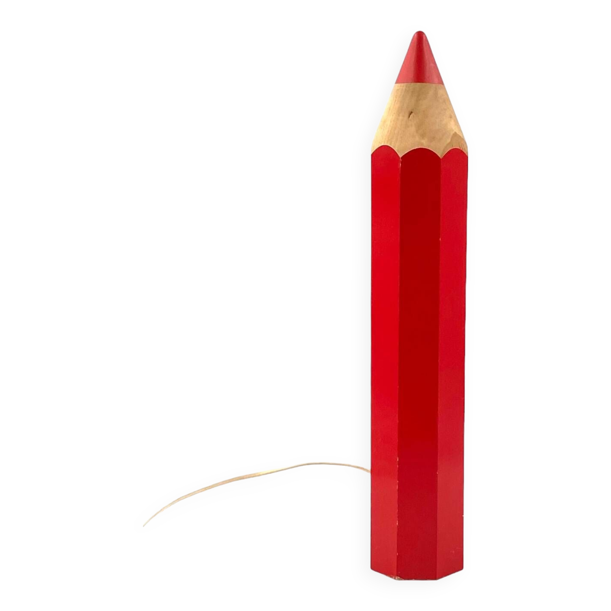 Pierre Sala, postmodern red Pencil table lamp, Ed. Vilac France 1980s