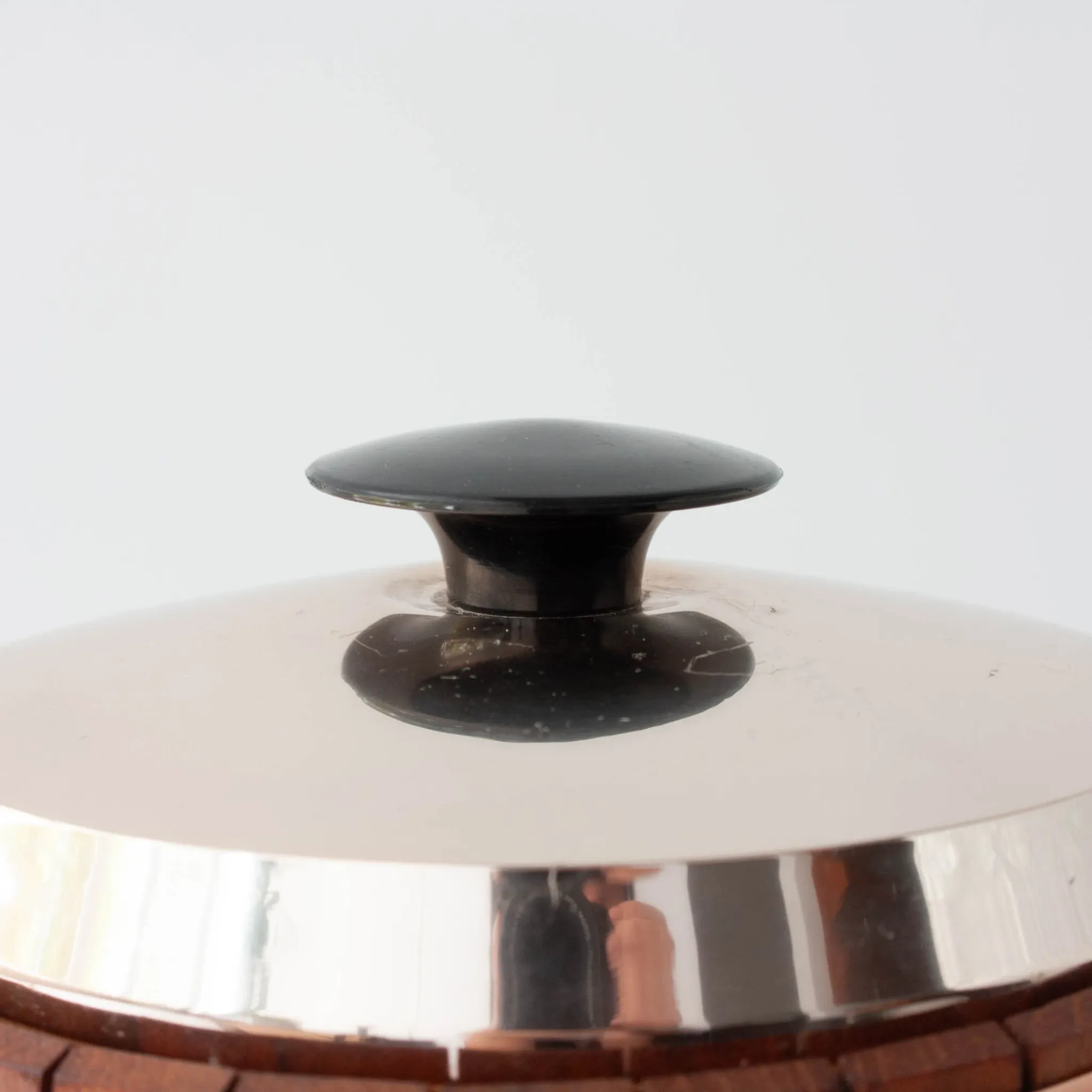 Vintage Danish Wood Ice Bucket with Copper Details, 1960's