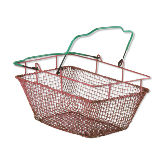 Midcentury shopping basket from Czechoslovakia in red metal, 1960