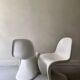 White monobloc design chair by Verner Panton, white edition Vitra.