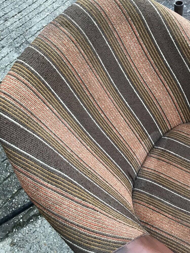 Mid-Century brown armchair in metal and upholstery fabric, VEB Waldheim 1960s