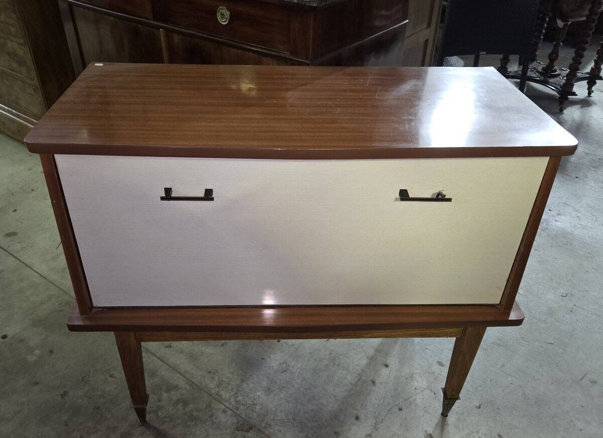 Vintage mid-century bar cabinet from the 1950s–60s.