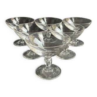 6 champagne glasses – plain cut crystal