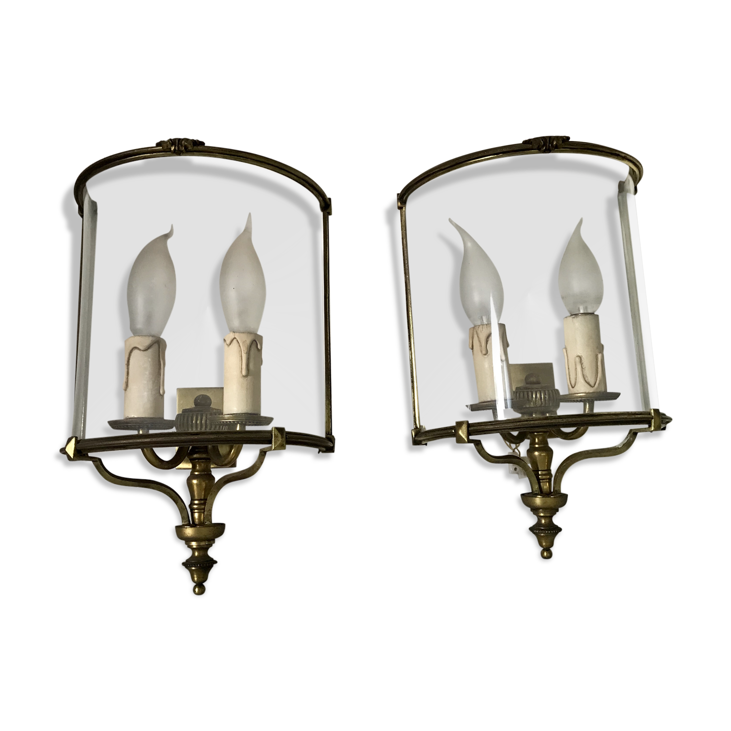 Pair of brass wall lights