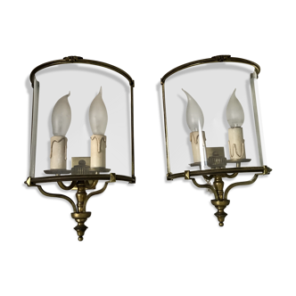Pair of brass wall lights