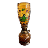Small Sail Boat Brand Oil Lamp from Hong Kong, Amber Brown Glass