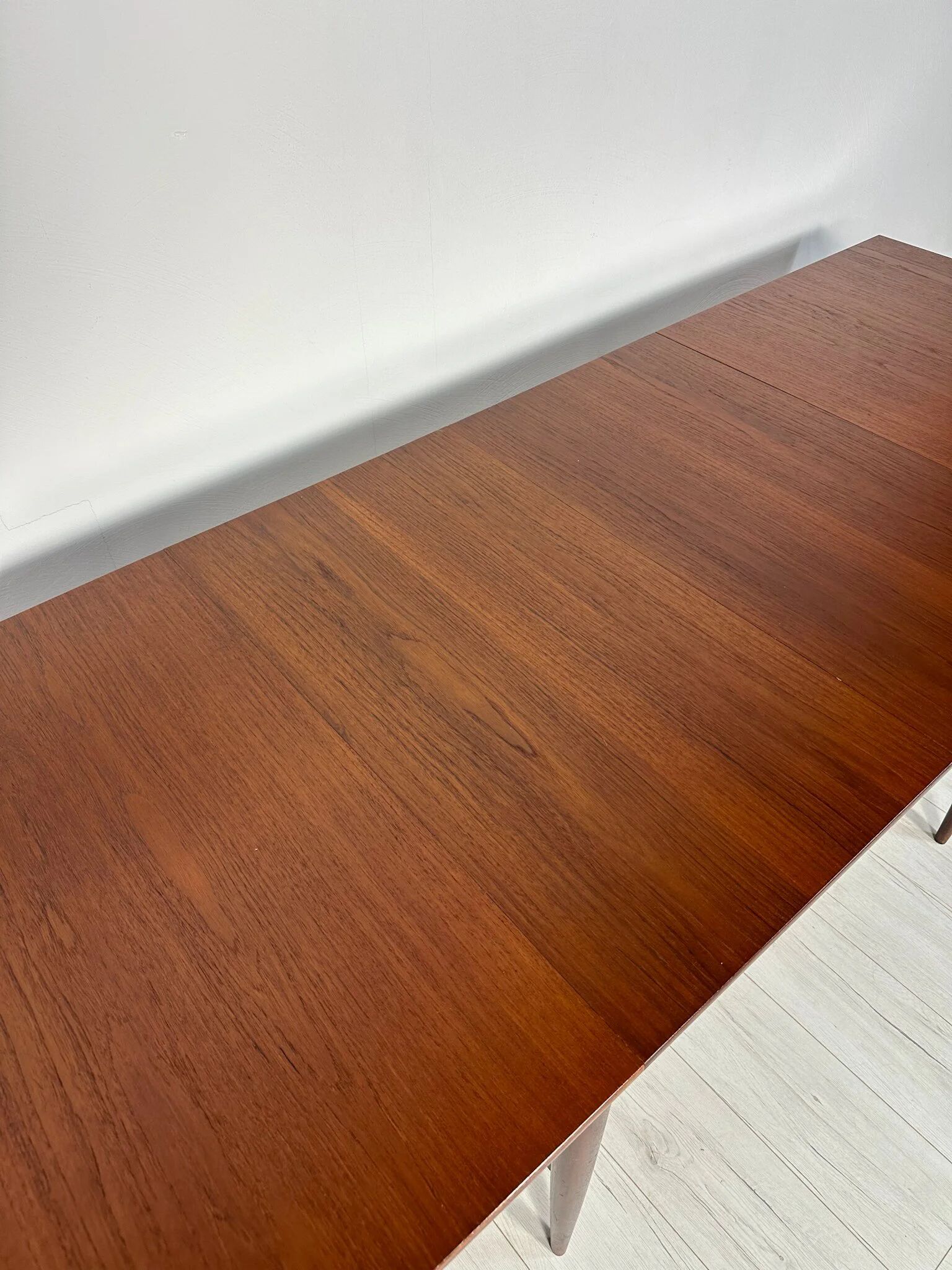 1960s large vintage minimalistic teak extendable dining table