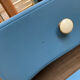 Restored antique drop-leaf secretary – natural wood & midnight blue