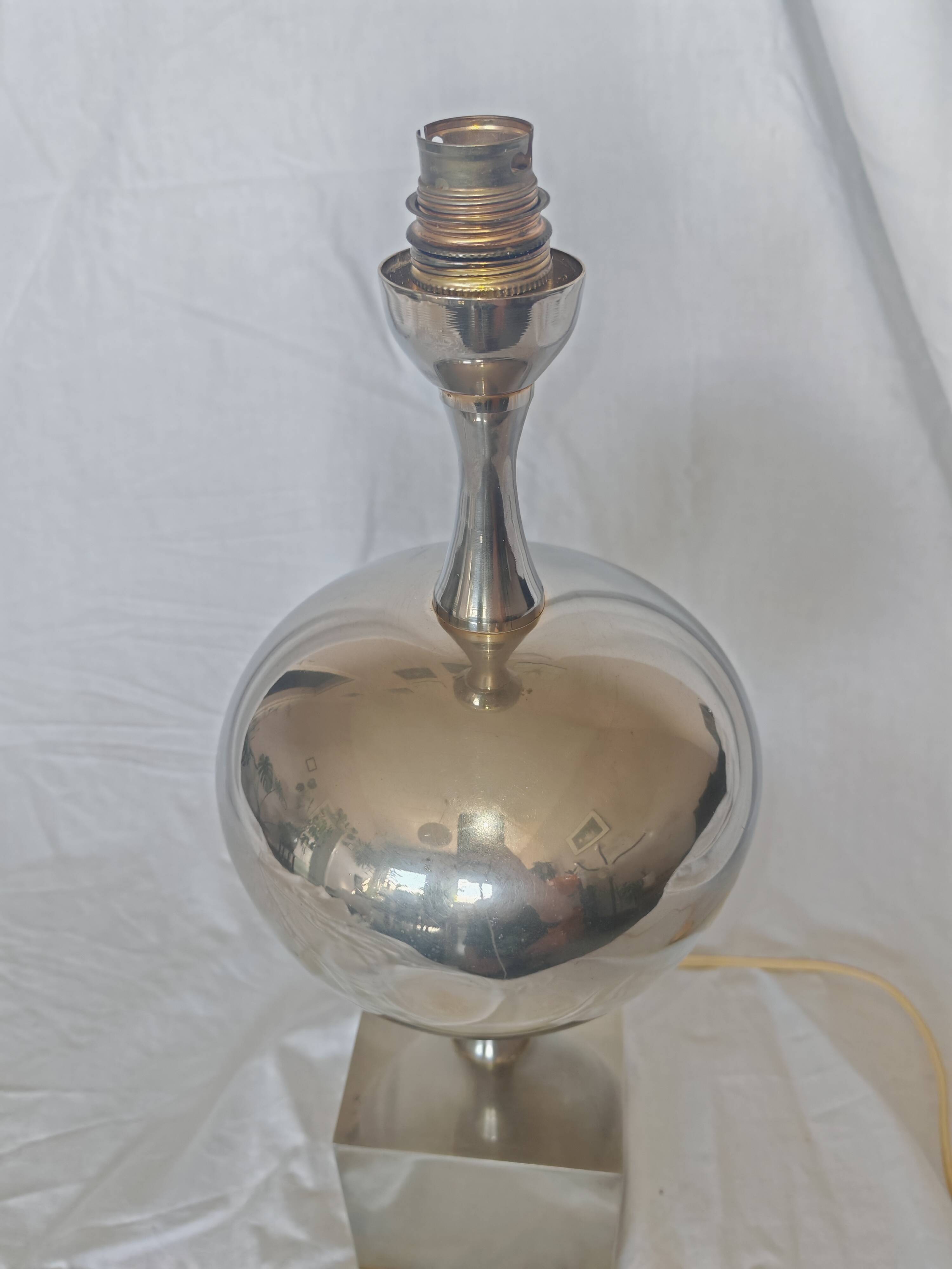 Pied de lampe Philippe Barbier, inox, 1970