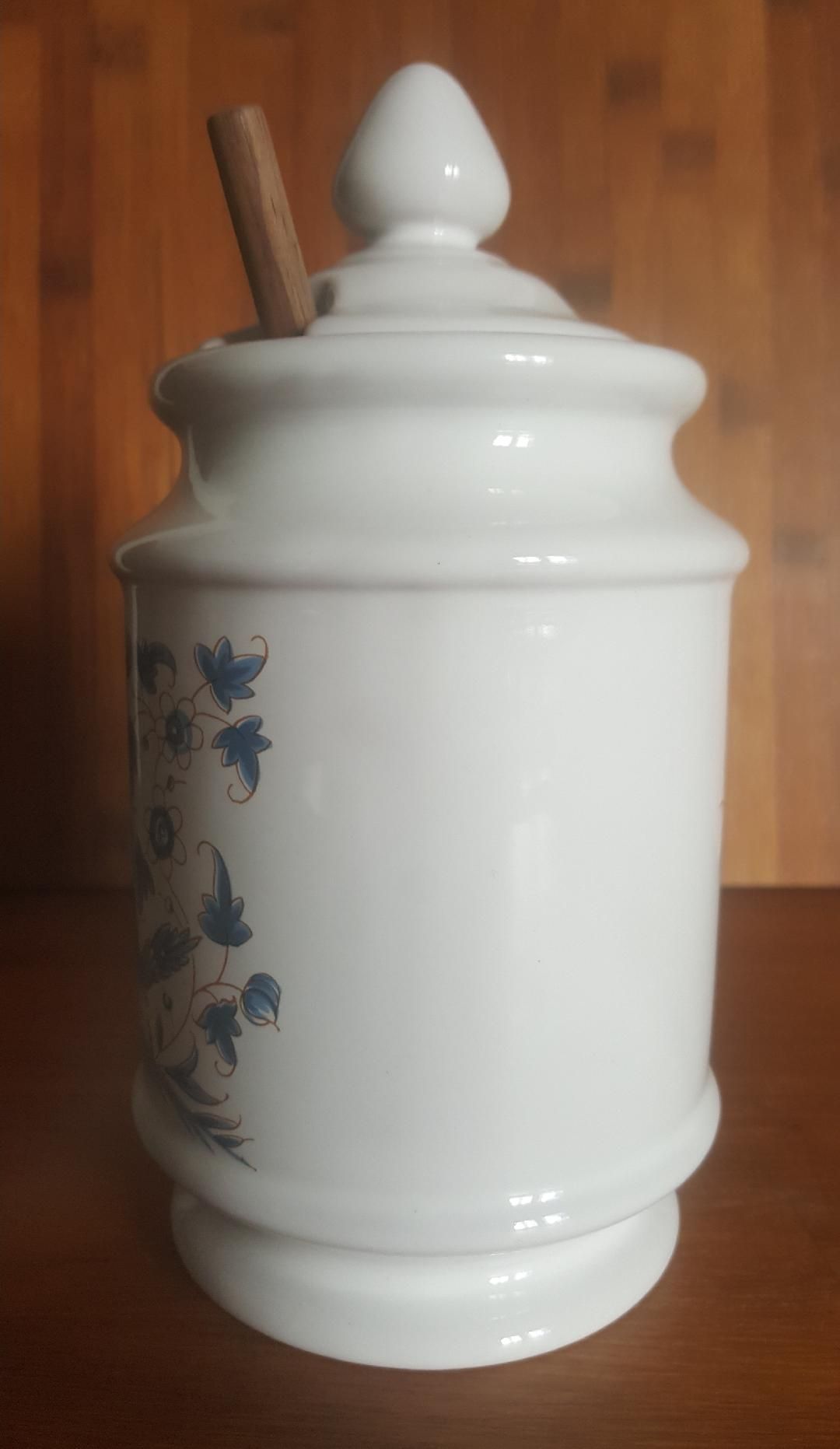 Olive pot decoration Blue moustiers in faience of Desvres GF Fourmaintraux