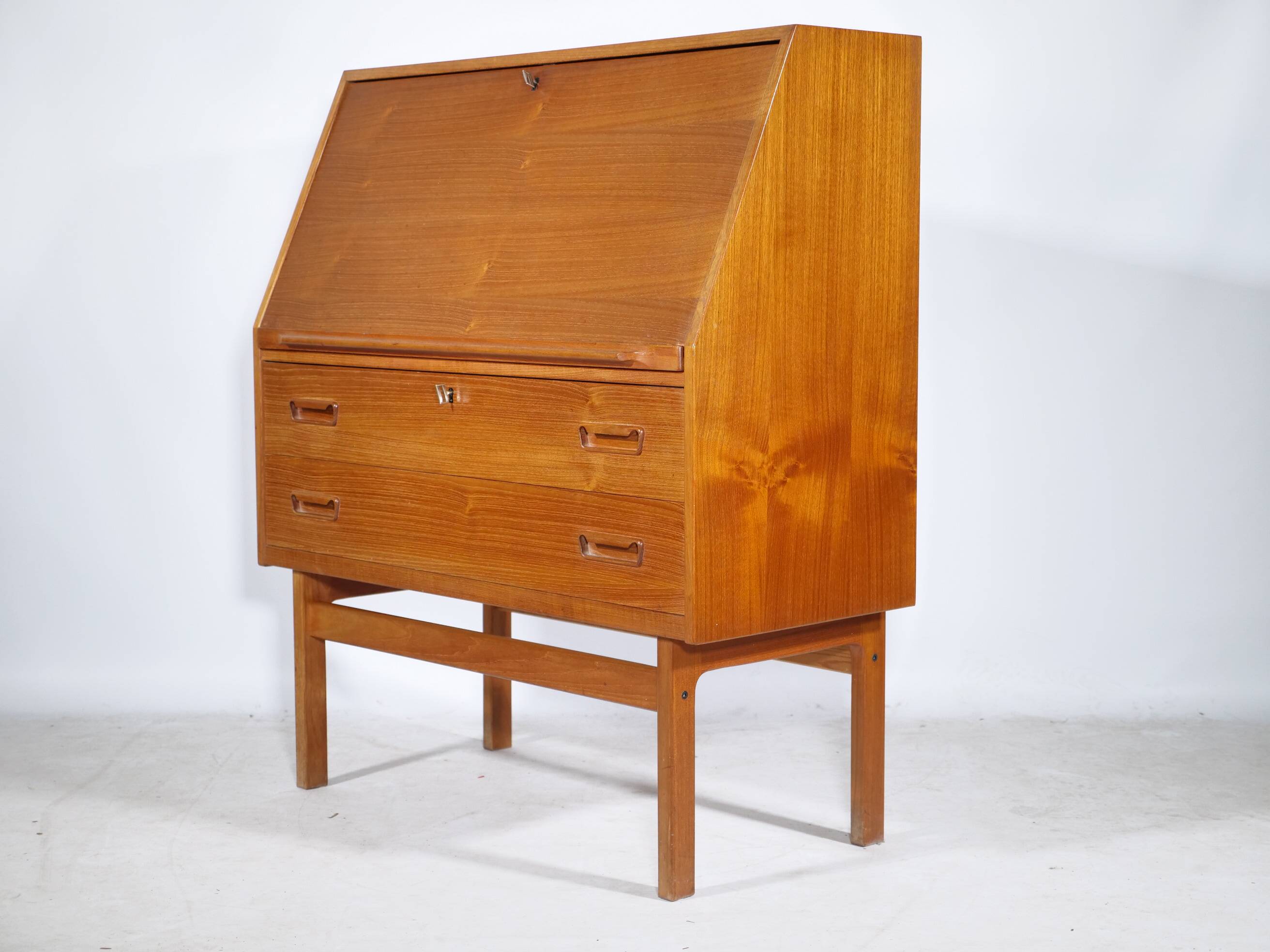 Danish Design Teak Secretary Desk 1960s Office Cabinet, Model 68,