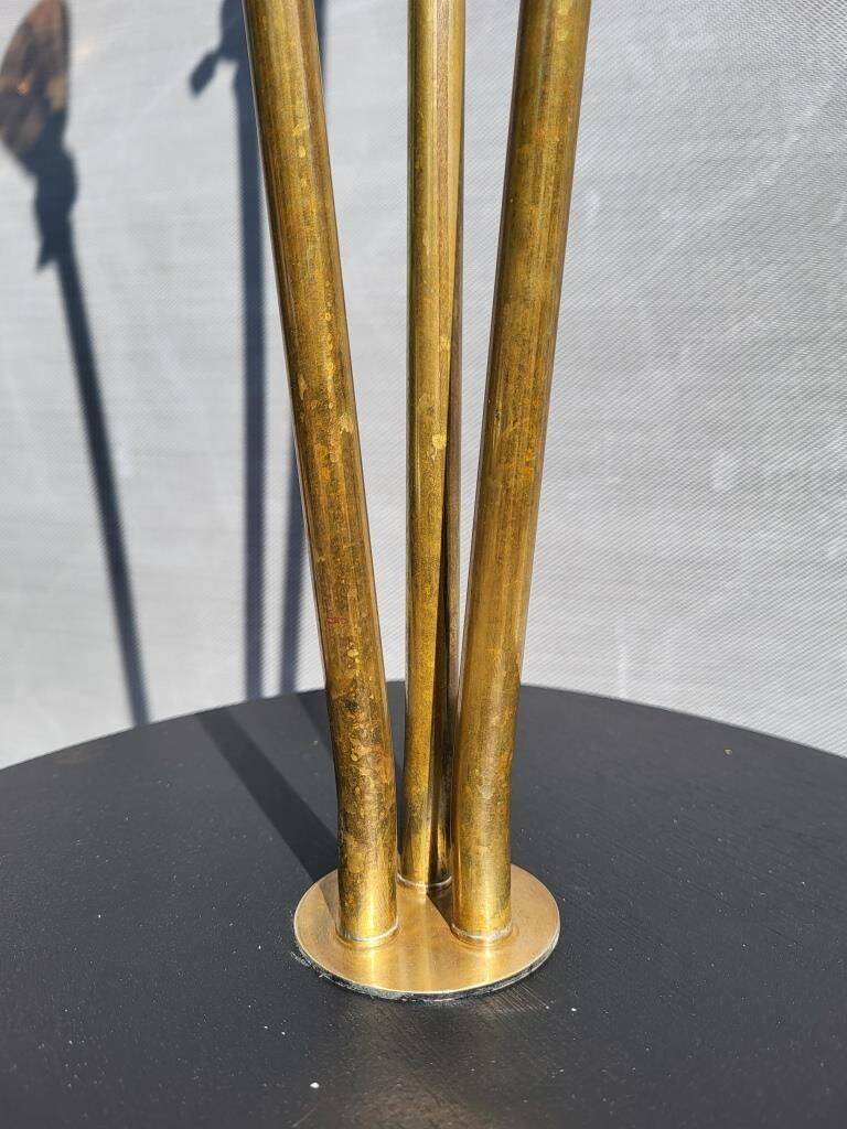 Three-light painter's table lamp in brass from the 1950s.