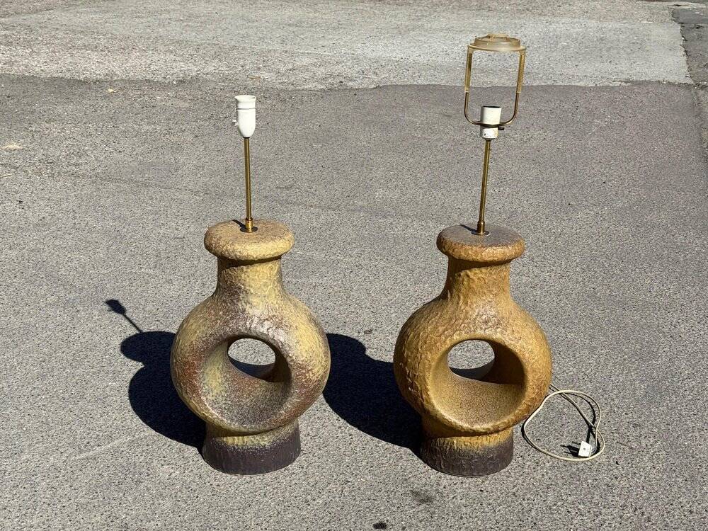 Set of 2 Danish modernist stoneware lamps from the mid-century, 1960s