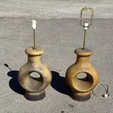 Set of 2 Danish modernist stoneware lamps from the mid-century, 1960s