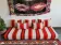 Set of covers for cream and red Moroccan floor sofa.