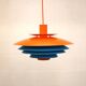 Unique blue and orange pendant lamp by Form Light model 52610, Denmark 70s.