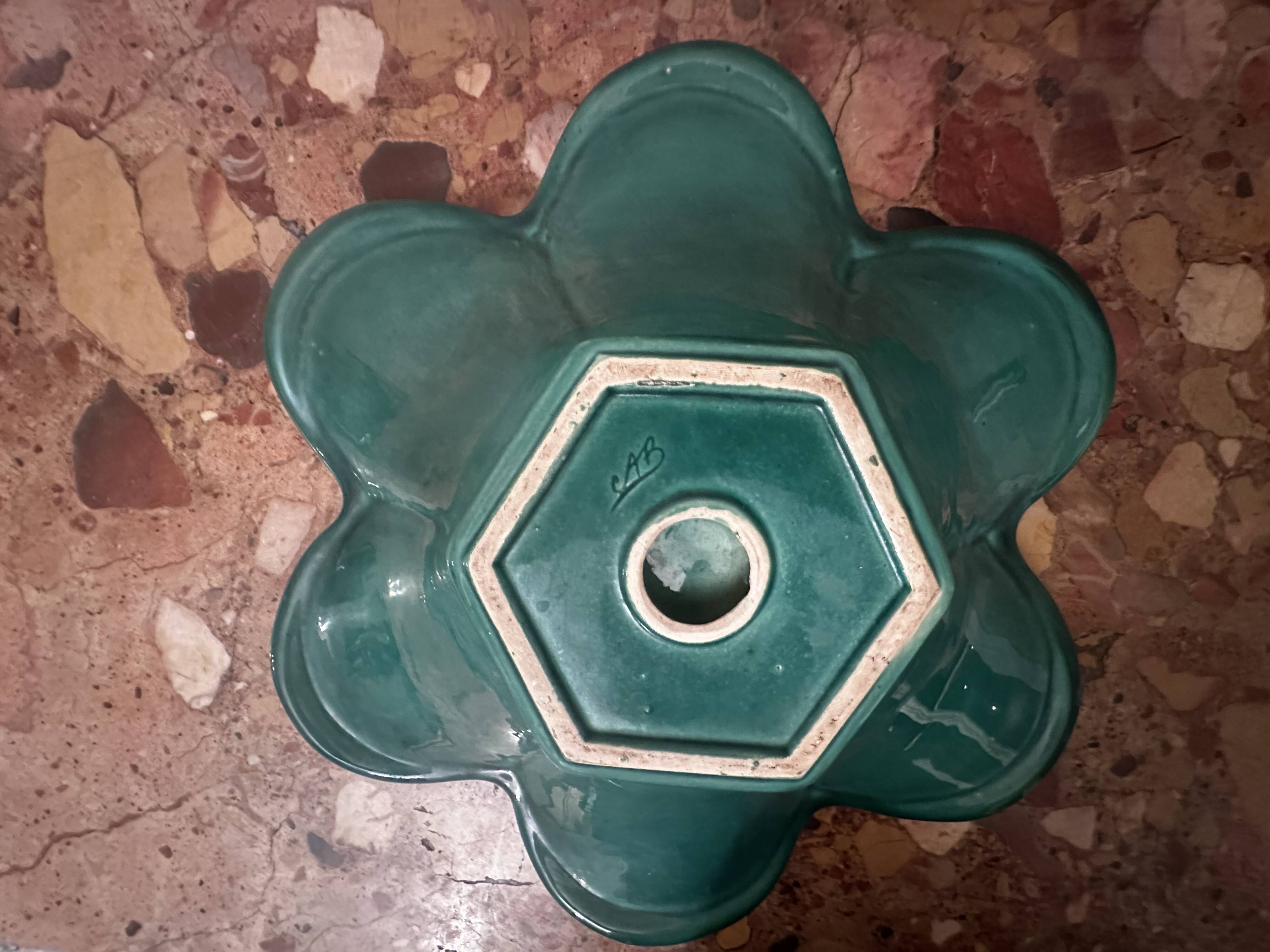 CAB Art Ceramics of Bordeaux - Large green art-deco centerpiece