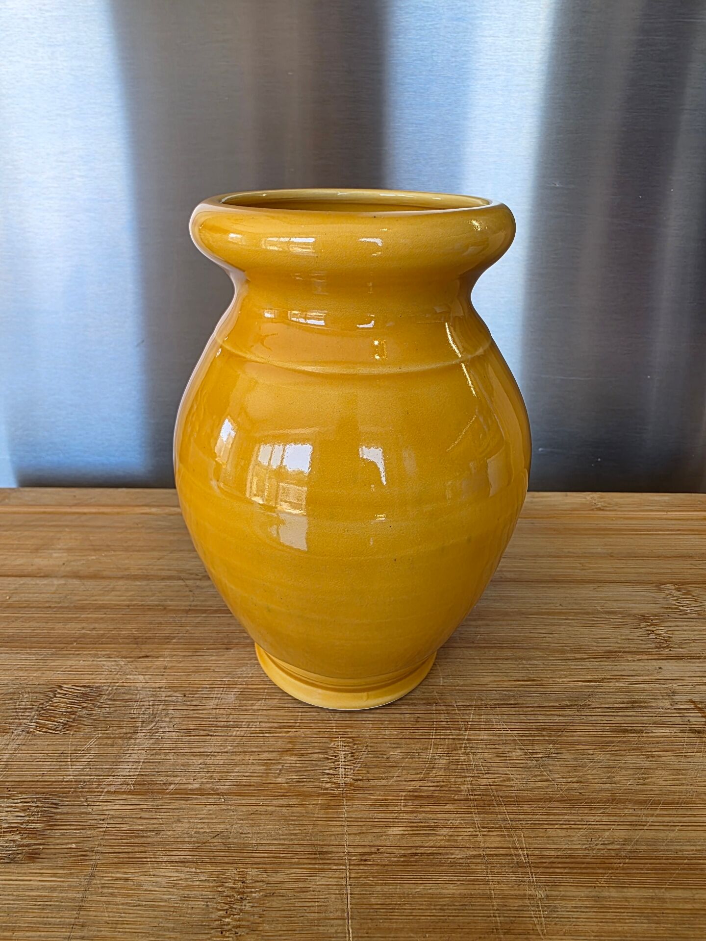 Small vintage honey yellow ceramic vase - Lou Pignatier Vallauris