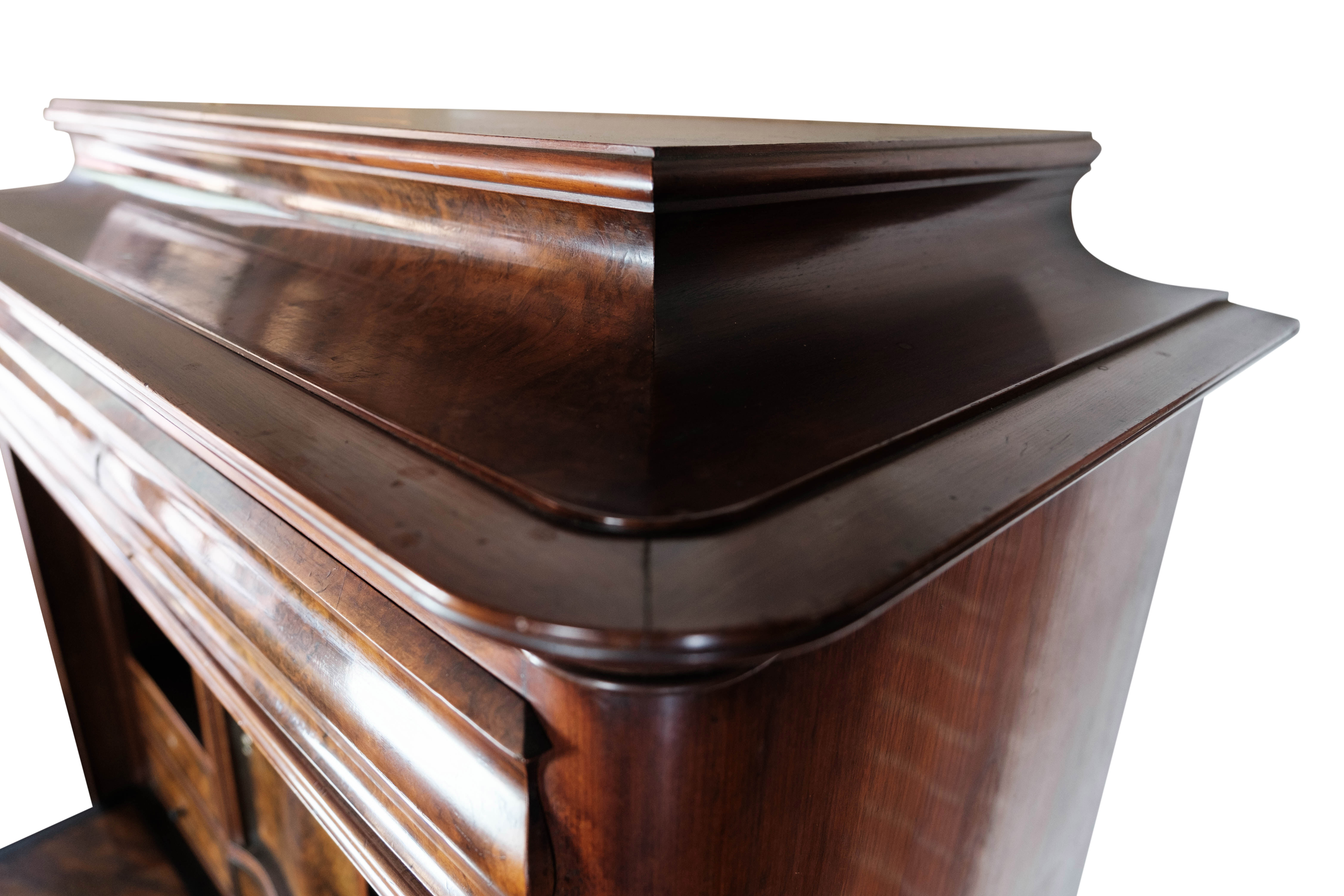 Bureau of polished walnut and mahogany, 1850s