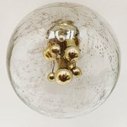 Golden mid-century ice glass ceiling lamp by Doria