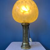 Antique art deco glass lamp with bronze base