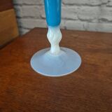 Large vintage blue and white opaline vase