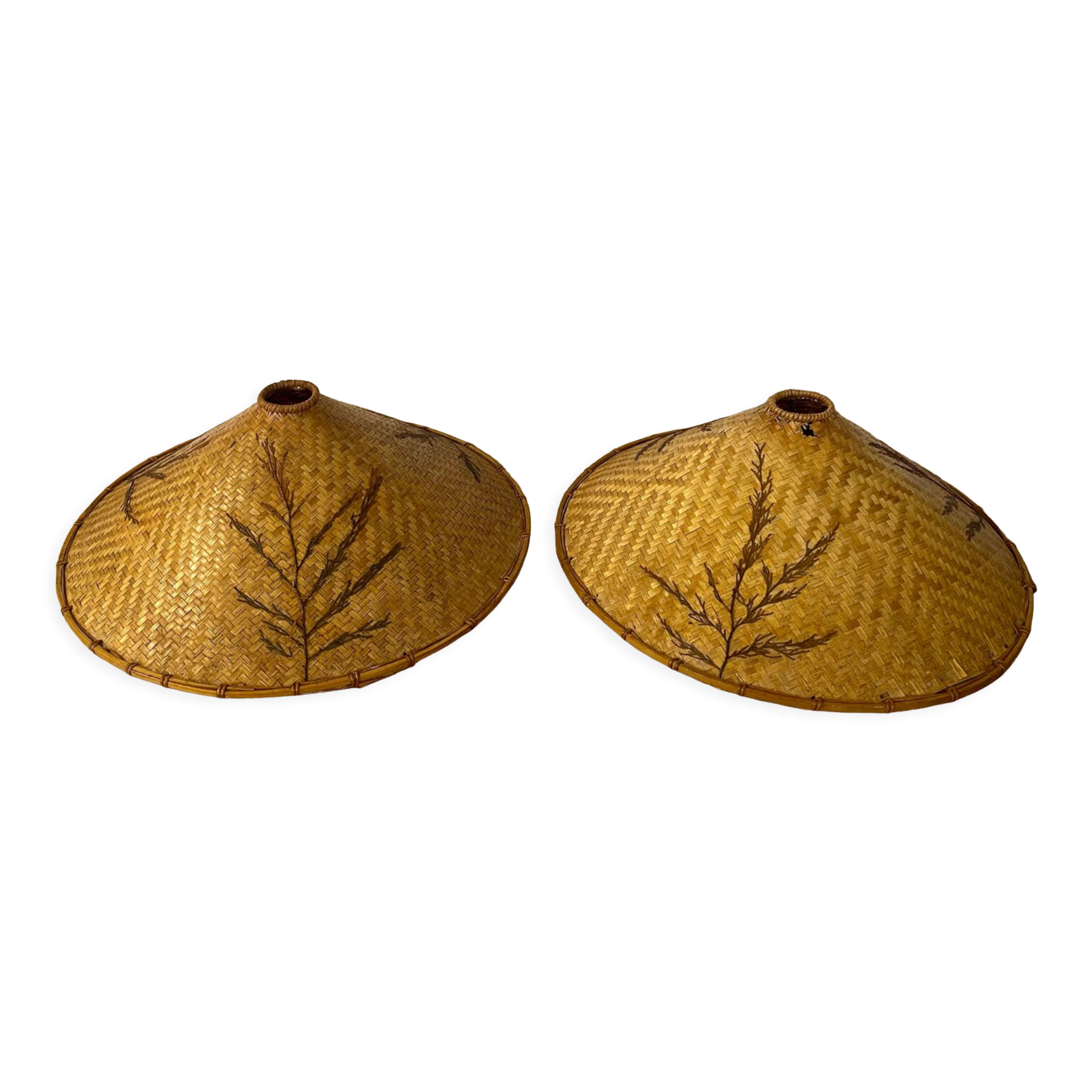 2 rattan lampshades