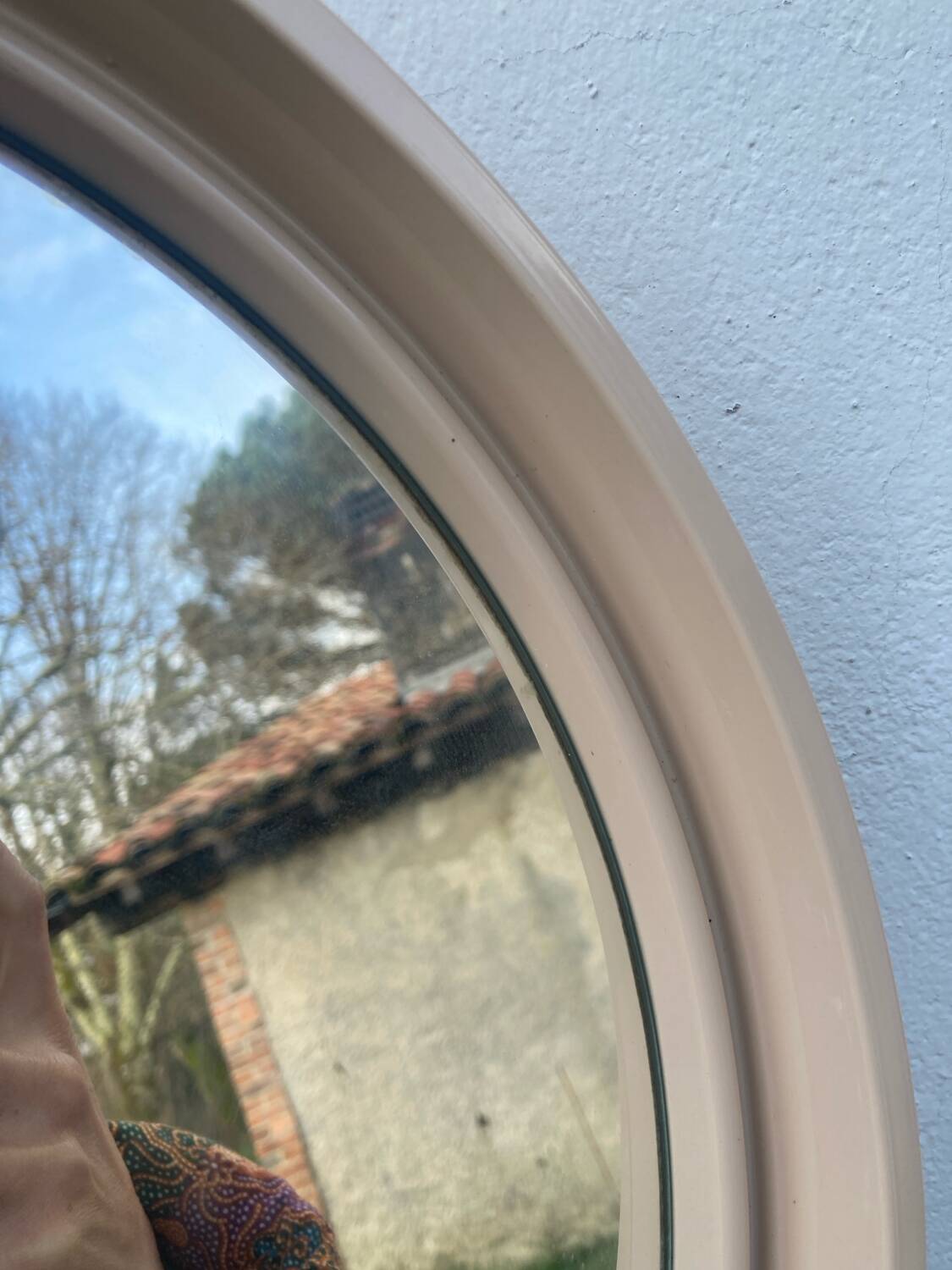 Miroir rond 1960 beige