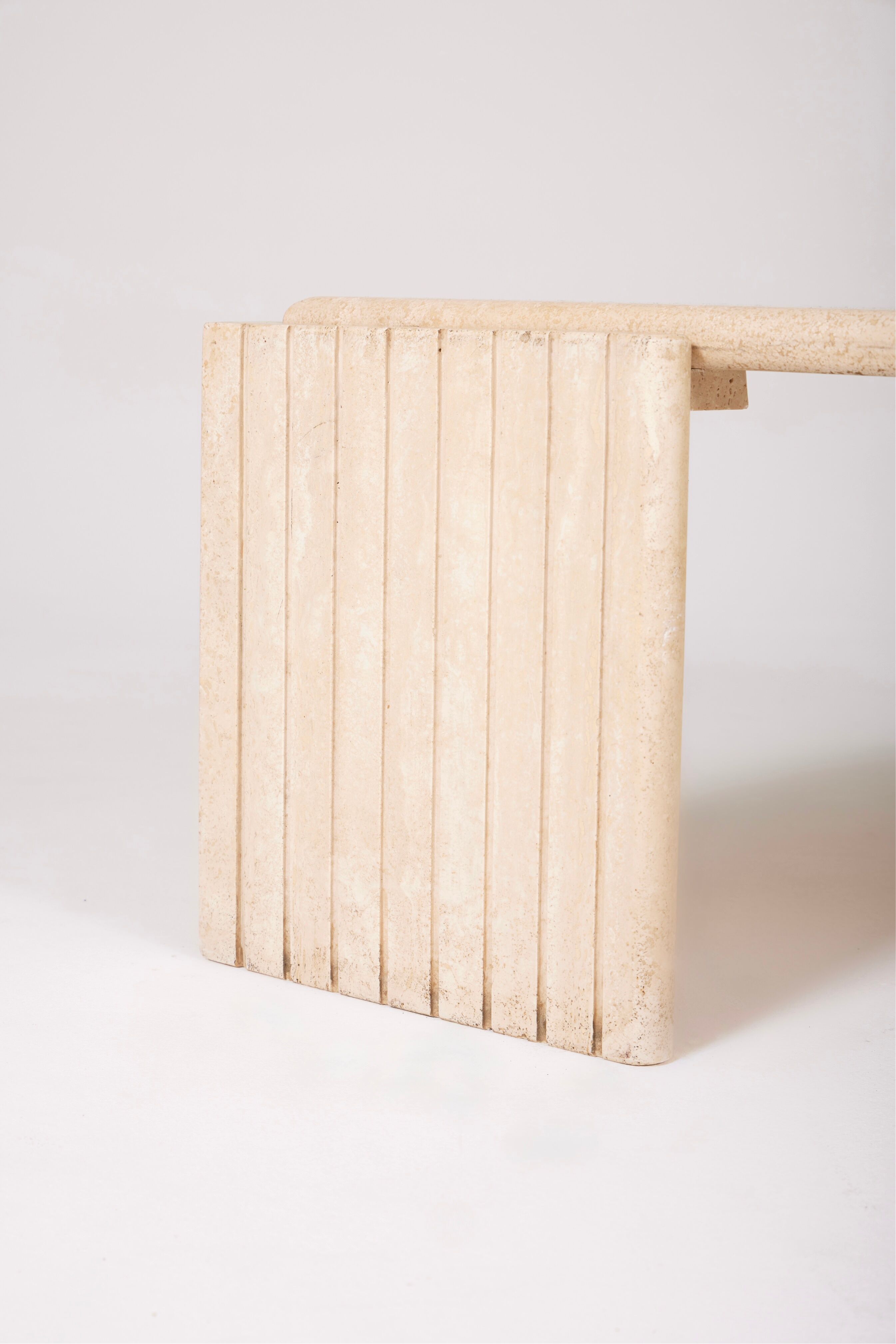 Travertine coffee table in eye shape, 1970s