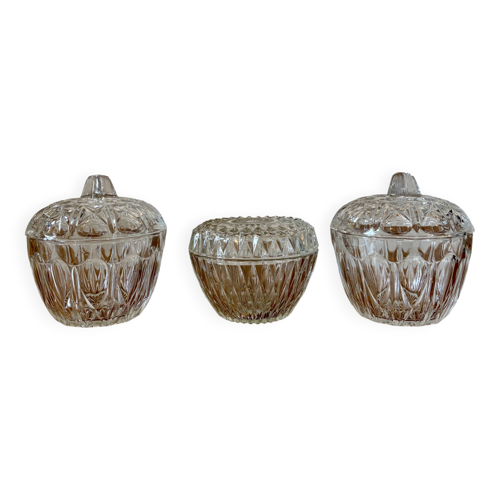 Set of 3 vintage glass candy jars