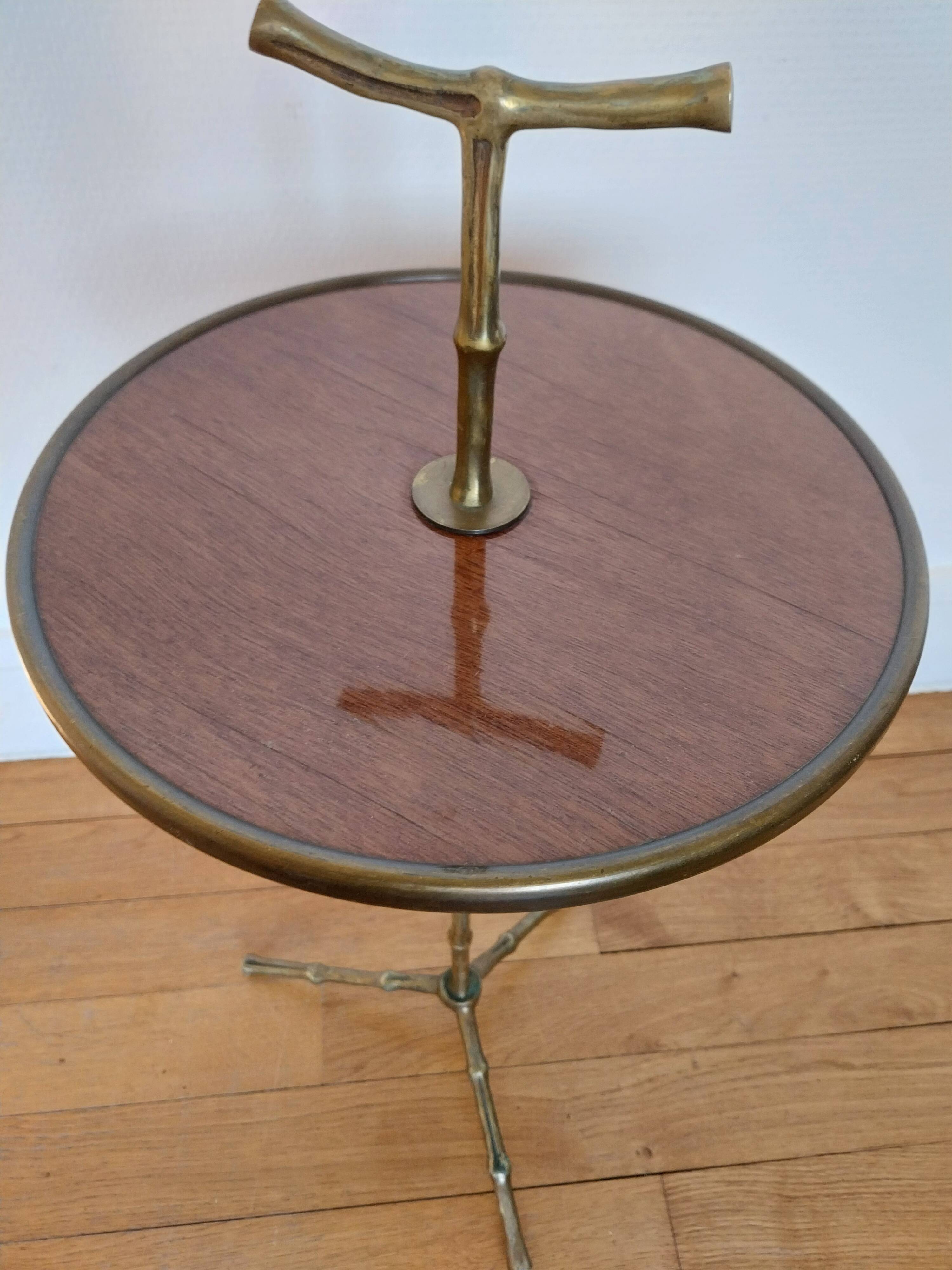 Martini table Maison Baguès bamboo imitation brass side table guéridon
