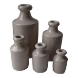 Set of mercury bottles Bourdon freres Paris in glazed sandstone