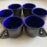 Set of 6 mid-century modern glazed earthenware cups, 1960s