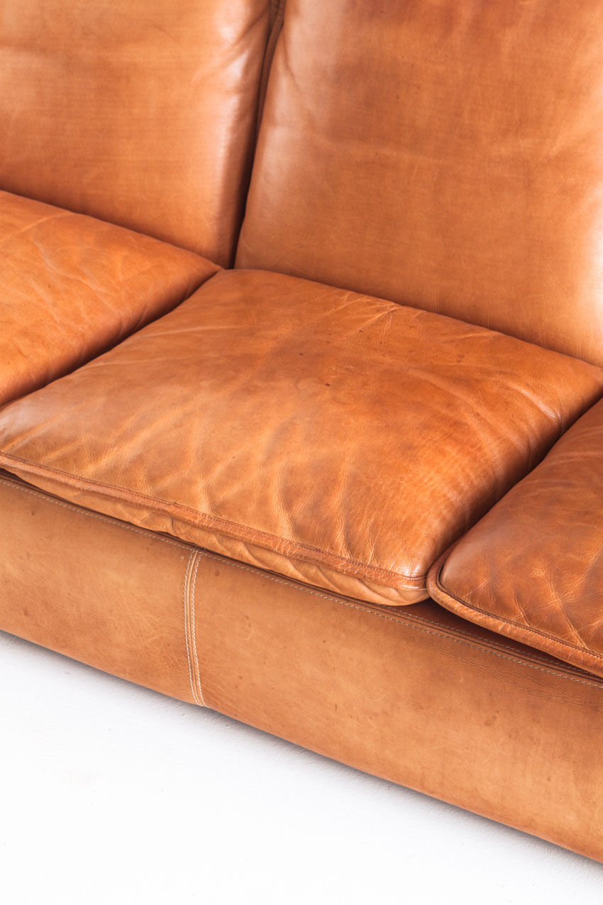 Vintage leather sofa. Belgium, 1970s