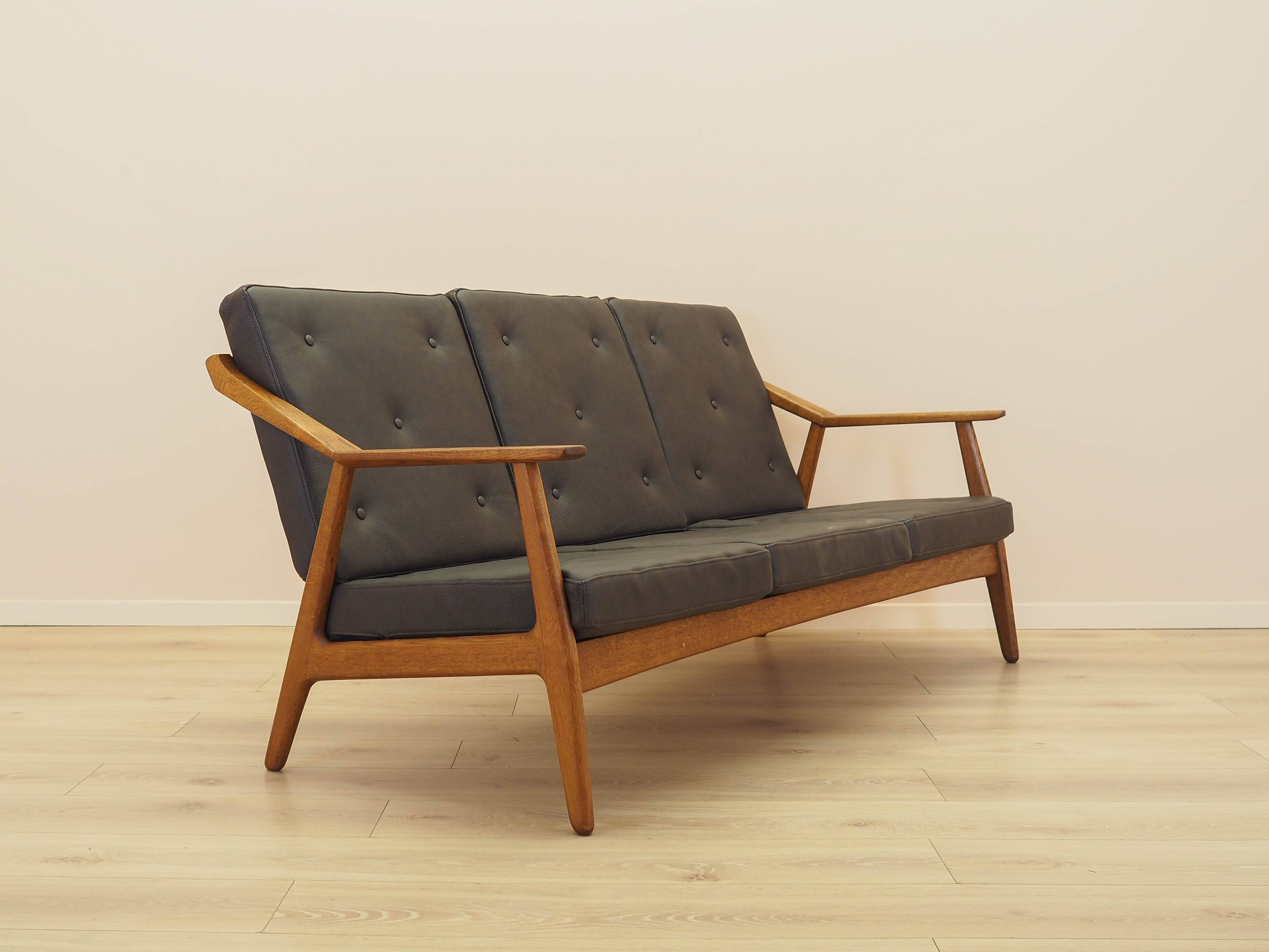 Oak leather sofa by Brockmann Petersen, Danish design 1970s