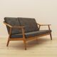 Oak leather sofa by Brockmann Petersen, Danish design 1970s
