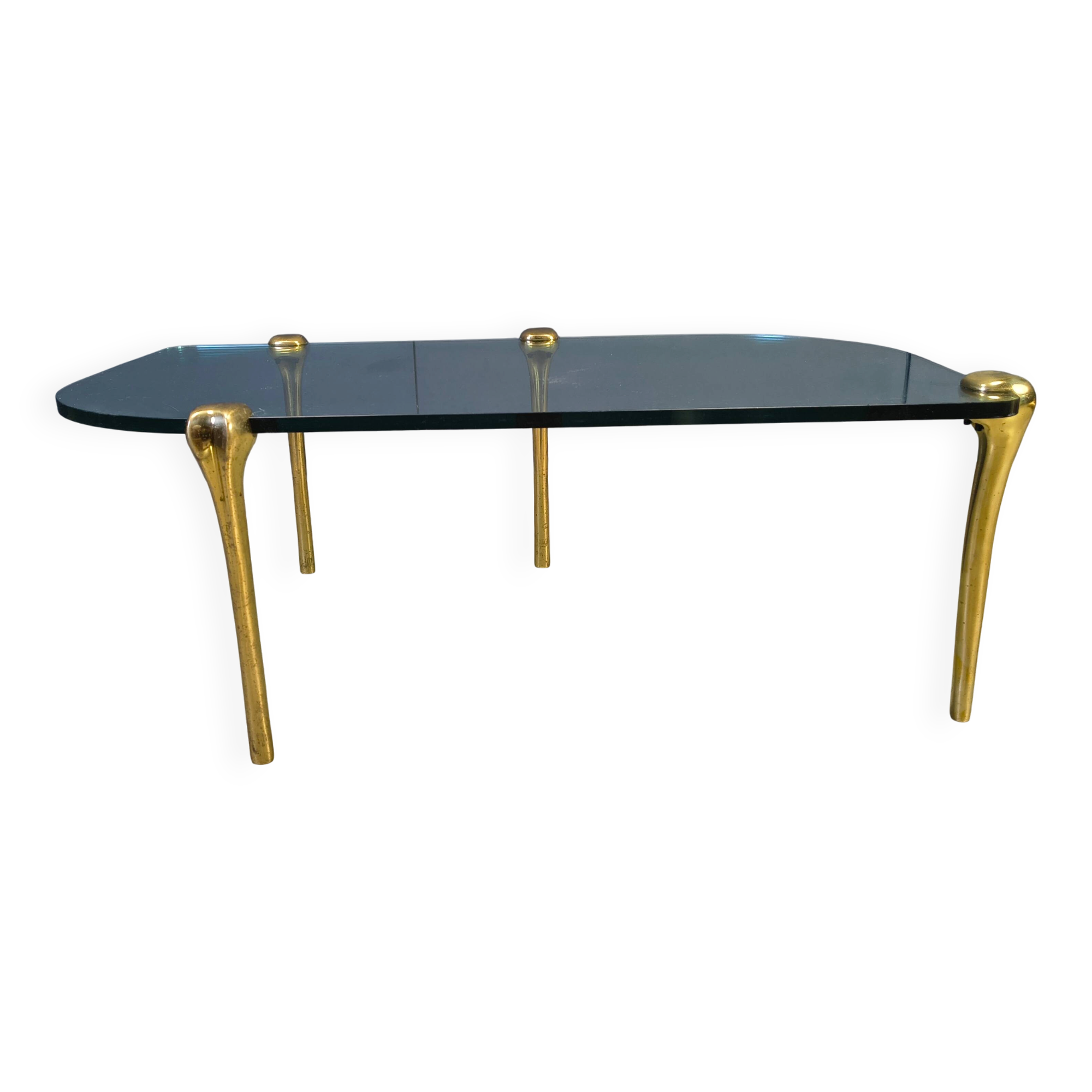 Brass and glass coffee table, 1970s