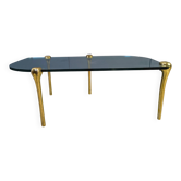 Table basse en laiton et en verre, années 1970