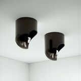 Pair of Brown Gedy Wall Lamps by Makio Hasuike 1970s Italian Design NOS