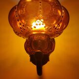 Three large vintage brown glass wall lights