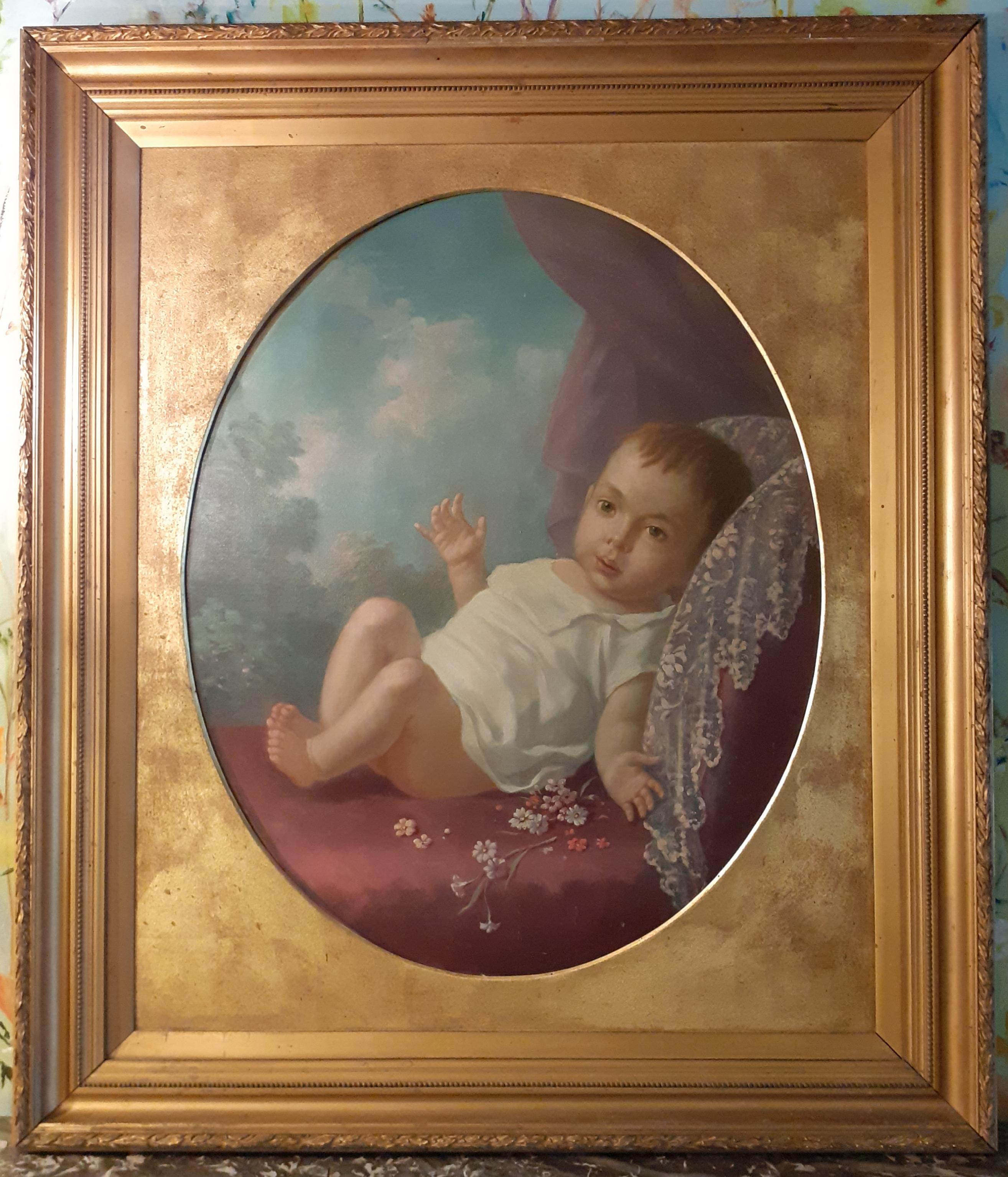 Old oil painting on canvas