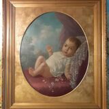 Old oil painting on canvas