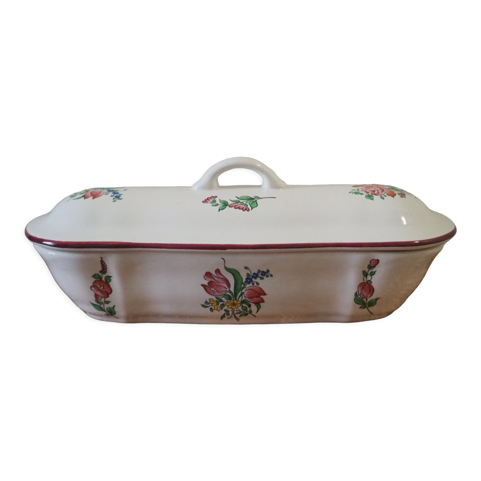 Comb holder with lid or bonbonnière - louis xv – reverbere collection – faience lunéville