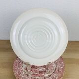 6 red ironstone English flat plates
