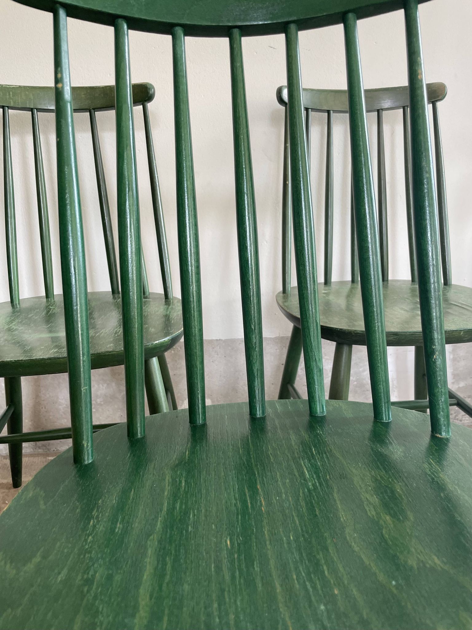 Cinq chaises Fanett vertes par Ilmari Tapiovaara pour Edsby-ken