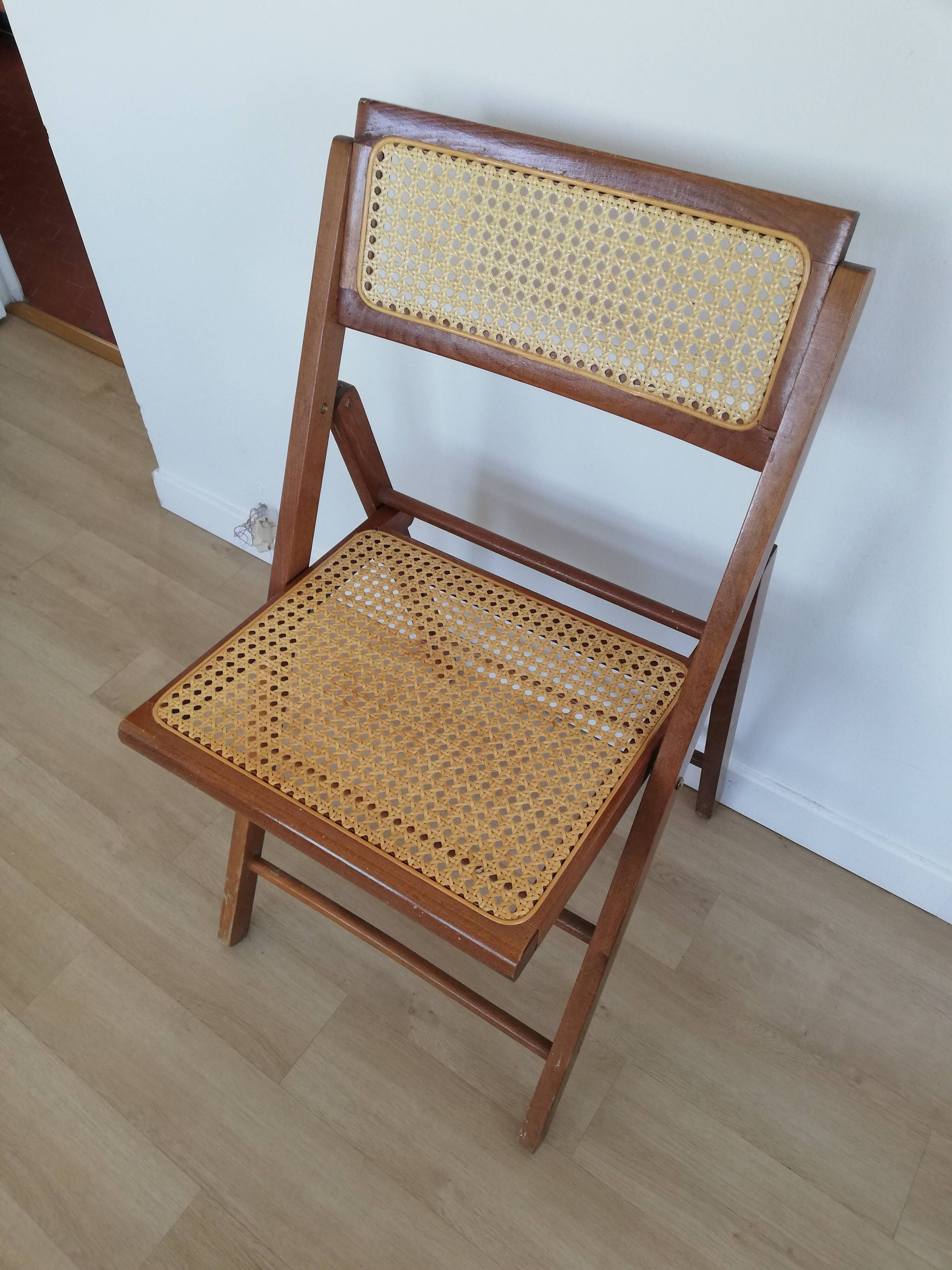 Vintage folding caning chair