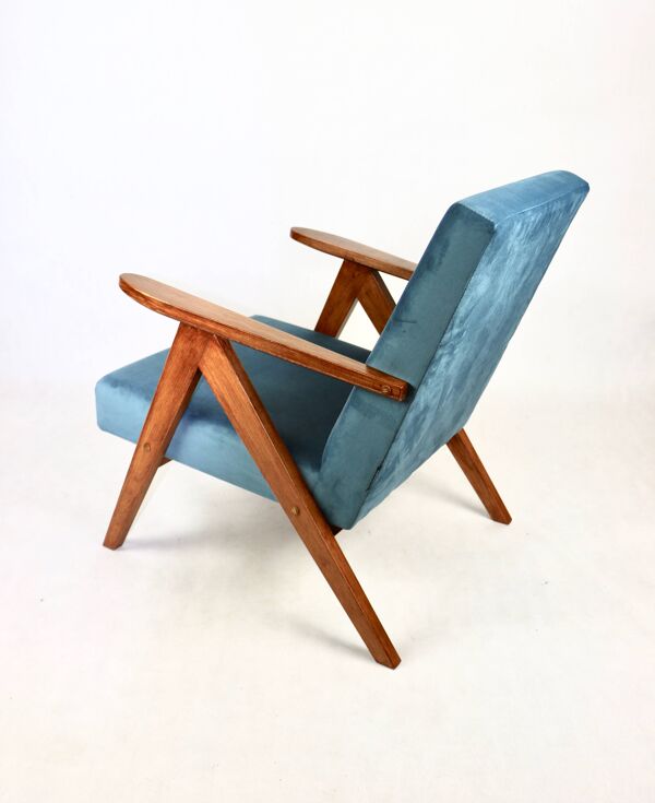 Fauteuil B-310 VAR en velours bleu mer - 2 pièces disponibles